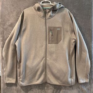 Live Forever Golf Full Zip Hoodie Mens 2XL Tan Fleece Lined Sweater Knit‎ Jacket